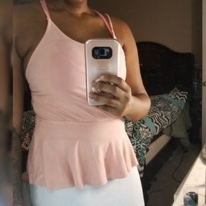 Blush Pink Velvet Peplum Top